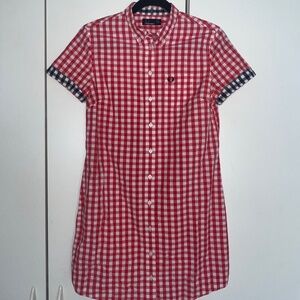 Fred Perry Red and White Checkerboard Dress - Size 6